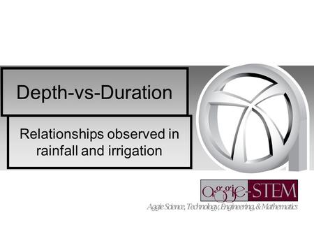 Depth-vs-Duration Relationships observed in rainfall and irrigation.