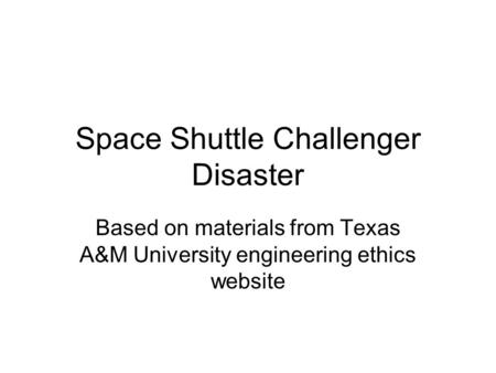 Space Shuttle Challenger Disaster