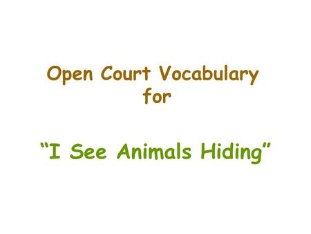 Open Court Vocabulary for