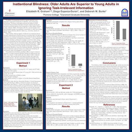 Procedure Baseline participants completed the category fluency task without seeing the video clip. Results Visual Acuity Young adults had better visual.