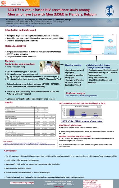 Results Introduction and background Rising HIV diagnoses among MSM in most Western countries A need for more targeted HIV prevalence estimations among.