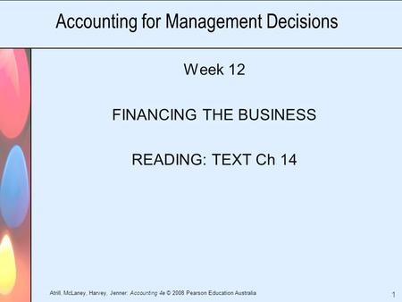 Accounting for Management Decisions