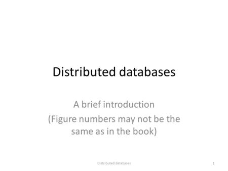 Distributed databases