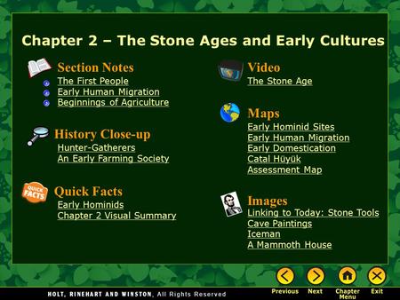 Chapter 2 – The Stone Ages and Early Cultures