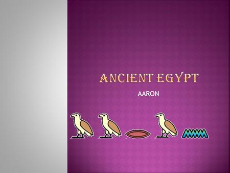 AARON.  The Ancient Egyptians were one of the most important civilizations of the past.  They were famous for Tombs, monuments, mummification and pyramids.