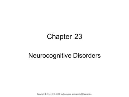 Neurocognitive Disorders