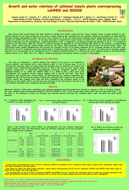 Growth and water relations of salinised tomato plants overexpressing LeNHX2 and SlSOS2 Growth and water relations of salinised tomato plants overexpressing.