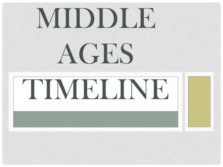 MIDDLE AGES TIMELINE. EuropeByzantineIslamMongolsChina 500 600 700 800 900 1000 1100 1200 1300 1400 1500 European Middle Ages Dark Ages High Middle Ages.