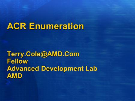 ACR Enumeration Fellow Advanced Development Lab AMD.