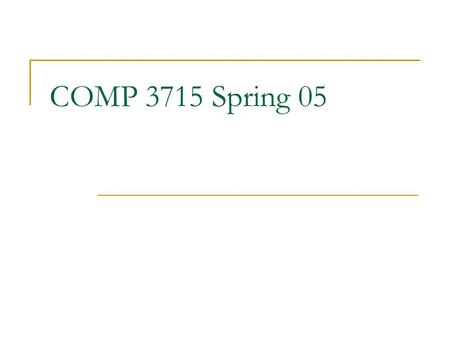 COMP 3715 Spring 05. Computer Interface Interaction between human and computer Has to deal with two things  User’s mental model Different user has different.