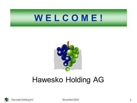 Hawesko Holding AG November 2000 1 Hawesko Holding AG W E L C O M E !