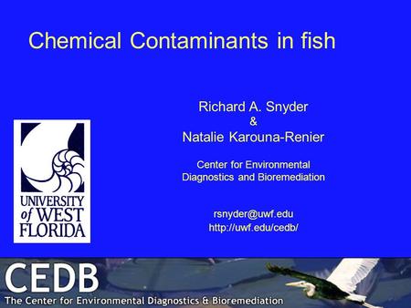 Richard A. Snyder & Natalie Karouna-Renier Center for Environmental Diagnostics and Bioremediation  Chemical Contaminants.