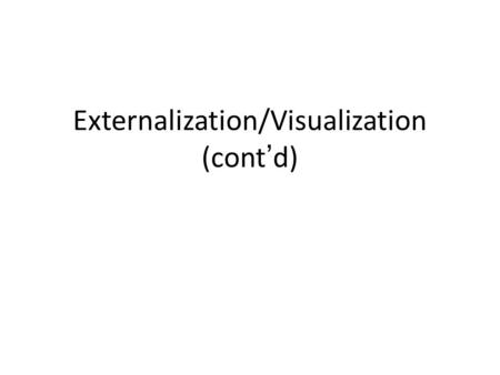 Externalization/Visualization (cont’d). Visualization and Comprehension Even when discussing numeric problems, “seeing” the relationship is important.