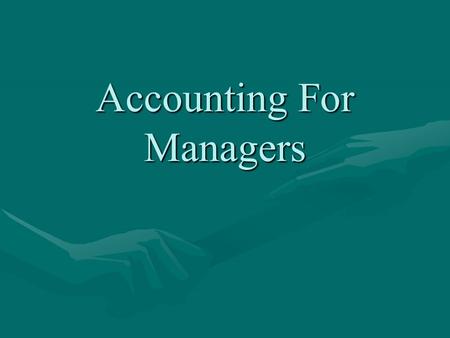 Accounting For Managers