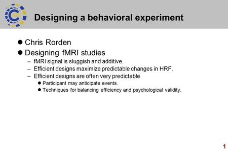 Designing a behavioral experiment