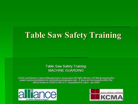 Table Saw Safety Training