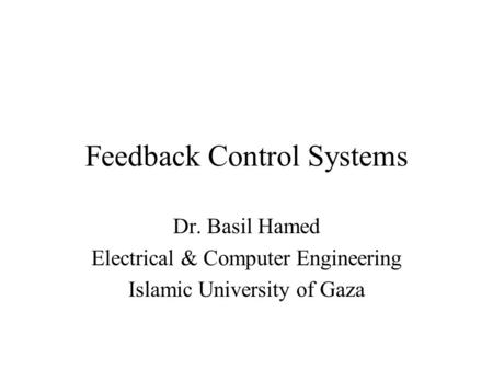 Feedback Control Systems