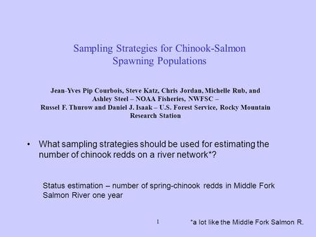 Sampling Strategies for Chinook-Salmon Spawning Populations