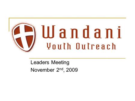 Leaders Meeting November 2 nd, 2009. Overview St. Marcus Lay Ministry Fair October UPDATE November Event/Volunteer Calendar 2010 Spring Programming Fundraiser.