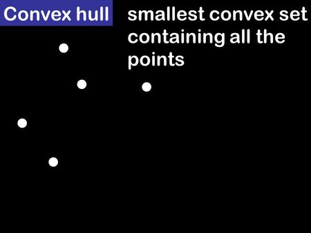 Convex hull smallest convex set containing all the points.