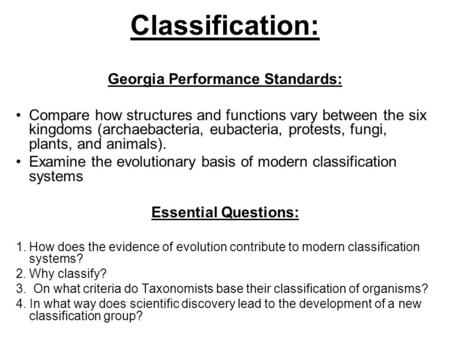 Georgia Performance Standards: