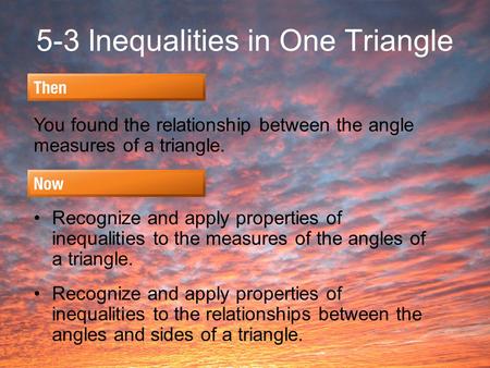 5-3 Inequalities in One Triangle