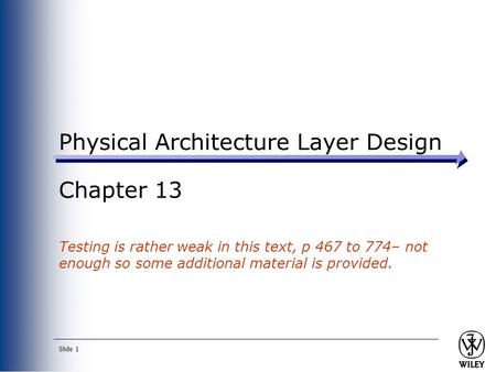 Physical Architecture Layer Design