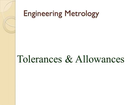 Engineering Metrology