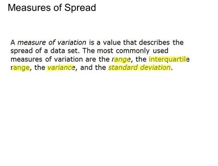 Measures of Spread.