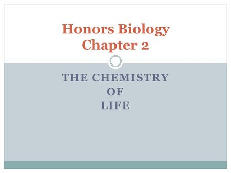 Honors Biology Chapter 2