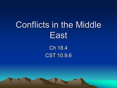 Conflicts in the Middle East