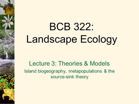 BCB 322: Landscape Ecology