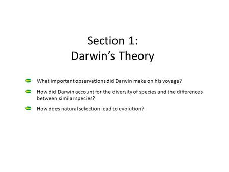 Section 1: Darwin’s Theory