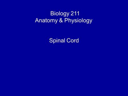 Biology 211 Anatomy & Physiology I