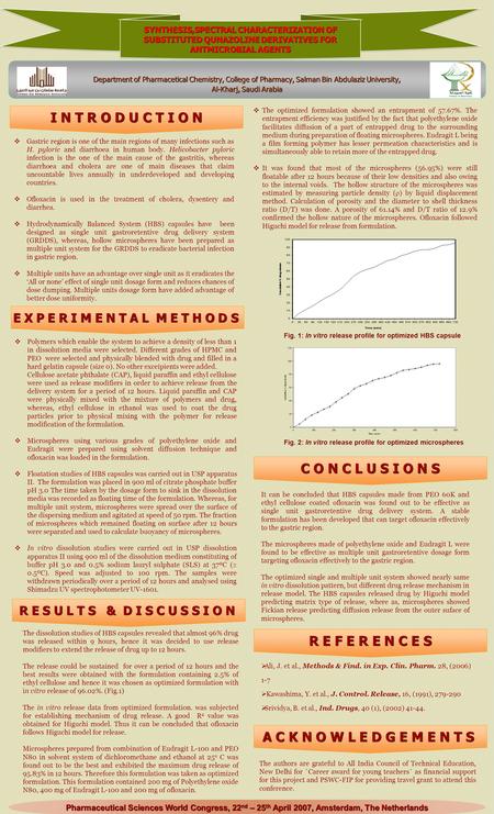 Department of Pharmacetical Chemistry, College of Pharmacy, Salman Bin Abdulaziz University, Al-Kharj, Saudi Arabia  Gastric region is one of the main.