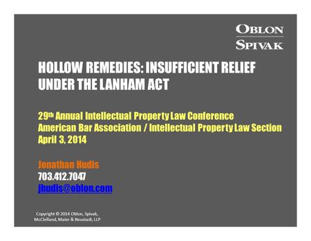 HOLLOW REMEDIES: INSUFFICIENT RELIEF UNDER THE LANHAM ACT