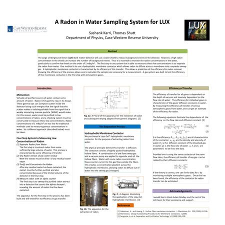 Abstract The Large Underground Xenon (LUX) dark matter detector will use a water shield to reduce background events in the detector. However, a high radon.