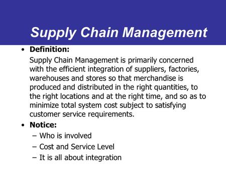 Supply Chain Management