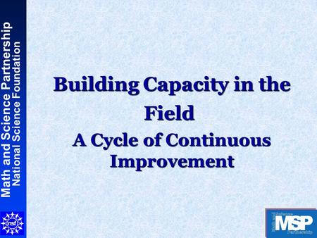 Math and Science Partnership National Science Foundation Building Capacity in the Field Building Capacity in the Field A Cycle of Continuous Improvement.