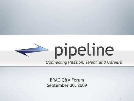 \ BRAC Q&A Forum September 30, 2009 Connecting Passion, Talent, and Careers.