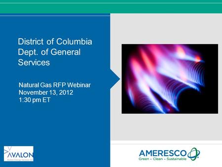 District of Columbia Dept. of General Services Natural Gas RFP Webinar November 13, 2012 1:30 pm ET.