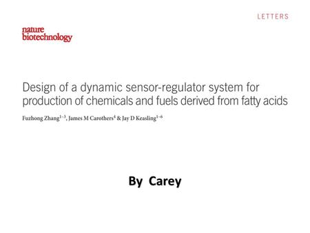 By Carey. High productivities, titers and yields are essential for the microbial production of chemicals to be economically viable, particularly for low-value.