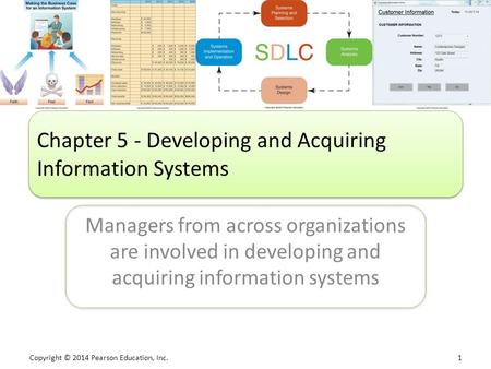 Copyright © 2014 Pearson Education, Inc. 1 Managers from across organizations are involved in developing and acquiring information systems Chapter 5 -