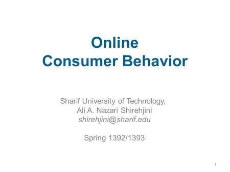 Online Consumer Behavior