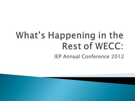 IEP Annual Conference 2012. 2 Renewable Portfolio Standards in the West UT 20% by 2025* NM 20% by 2020 (IOUs) 10% by 2020 (co-ops) AZ 15% by 2025 CO.