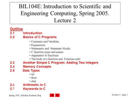 Outline 2.1	Introduction 2.2	Basics of C Programs