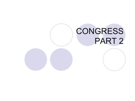 CONGRESS PART 2. PRIVILEGES OF CONGRESS 1-free from arrest except felony & treason 2-can’t be sued for libel on anything said in Congress  Can be sued.