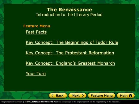 The Renaissance Introduction to the Literary Period