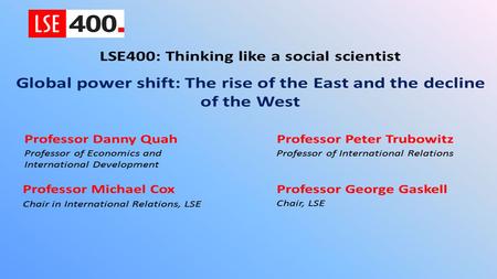 POWER SHIFT: QUESTIONS AND PROBLEMS Professor Michael Cox. LSE IDEAS 1. WHY IS THE QUESTION IMPORTANT? 2. WHY DOES POWER SHIFT? 3. POWER SHIFTS IN THE.