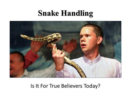 Snake Handling Is It For True Believers Today?. Snake Handling Origins Snake handling has been given recent exposure in The Tennessean